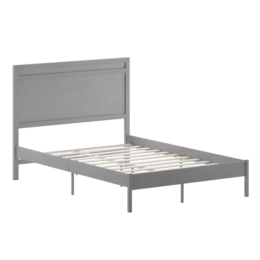 Modern Full Size Wooden Platform Bed with Headboard