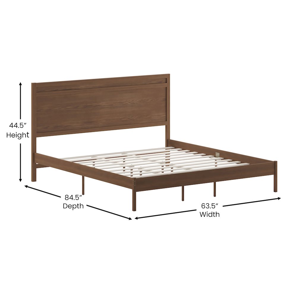 Modern King Size Wooden Platform Bed with Headboard