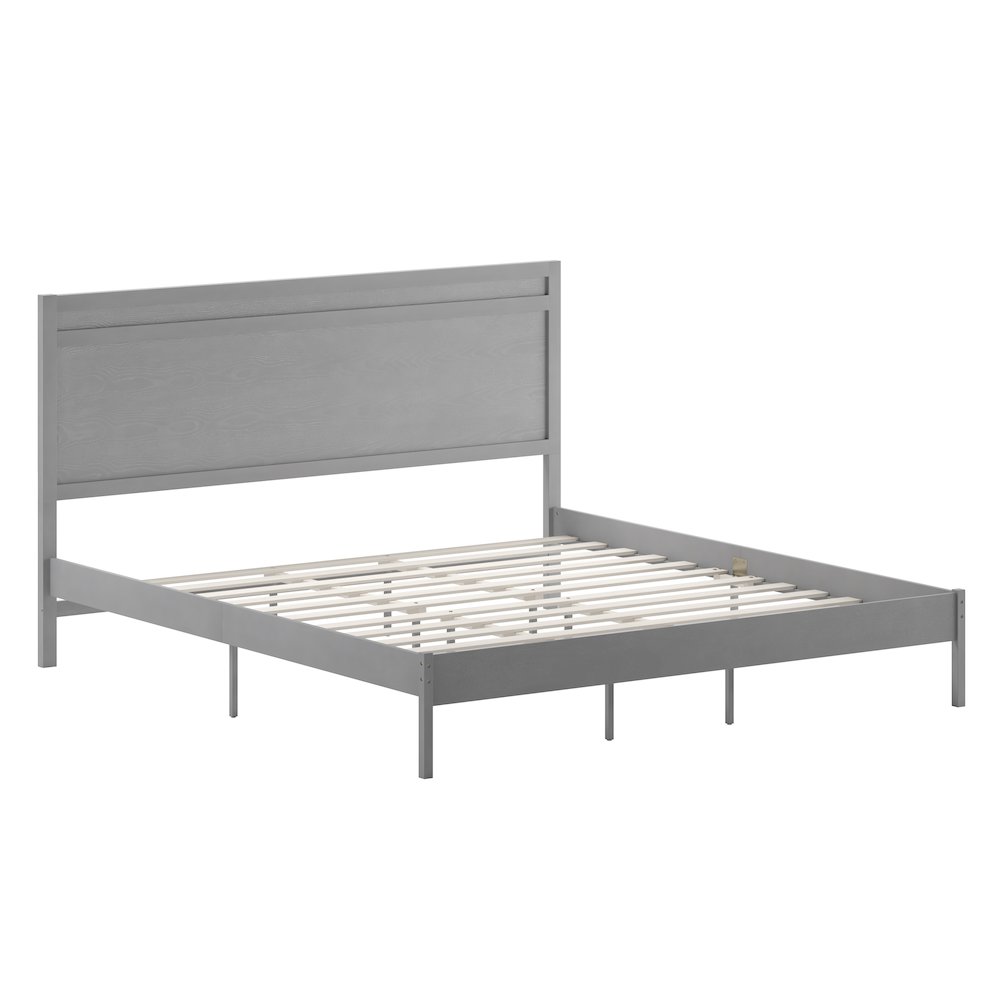Modern King Size Wooden Platform Bed with Headboard