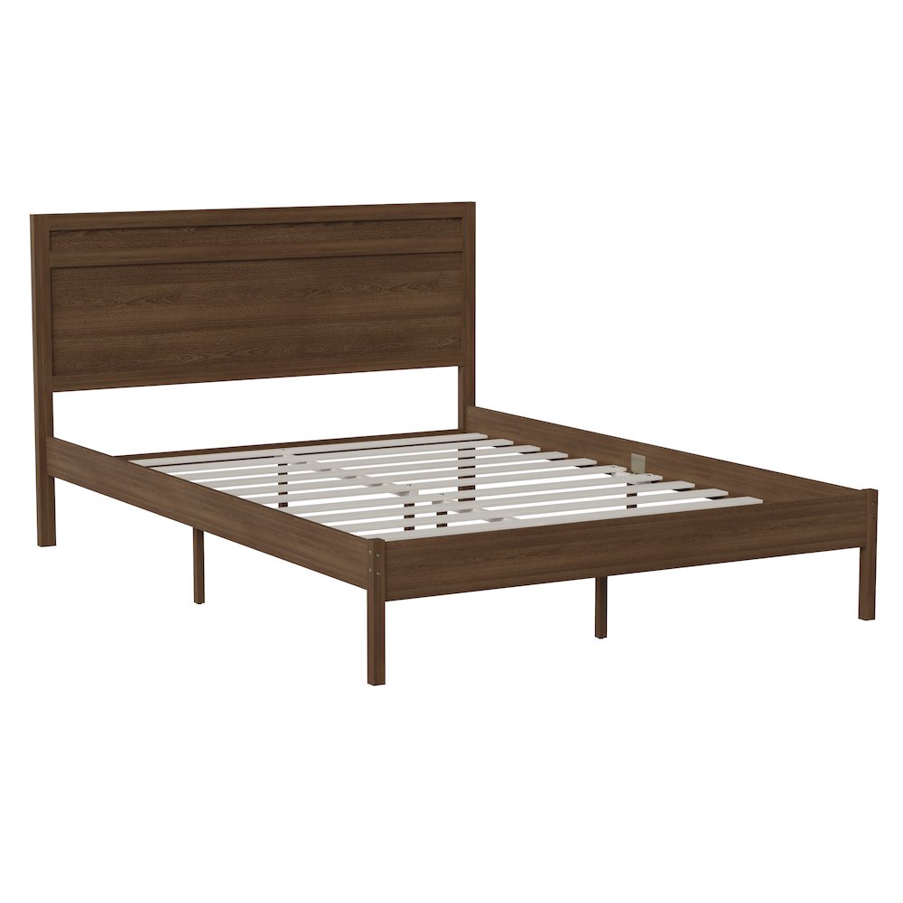Modern Queen Size Wooden Platform Bed with Headboard