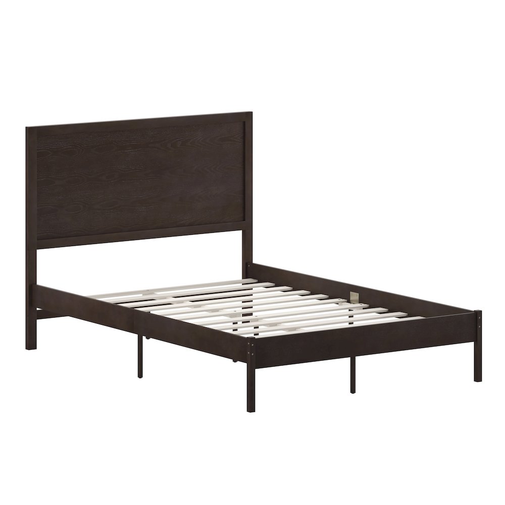 Modern Full Size Wooden Platform Bed with Headboard
