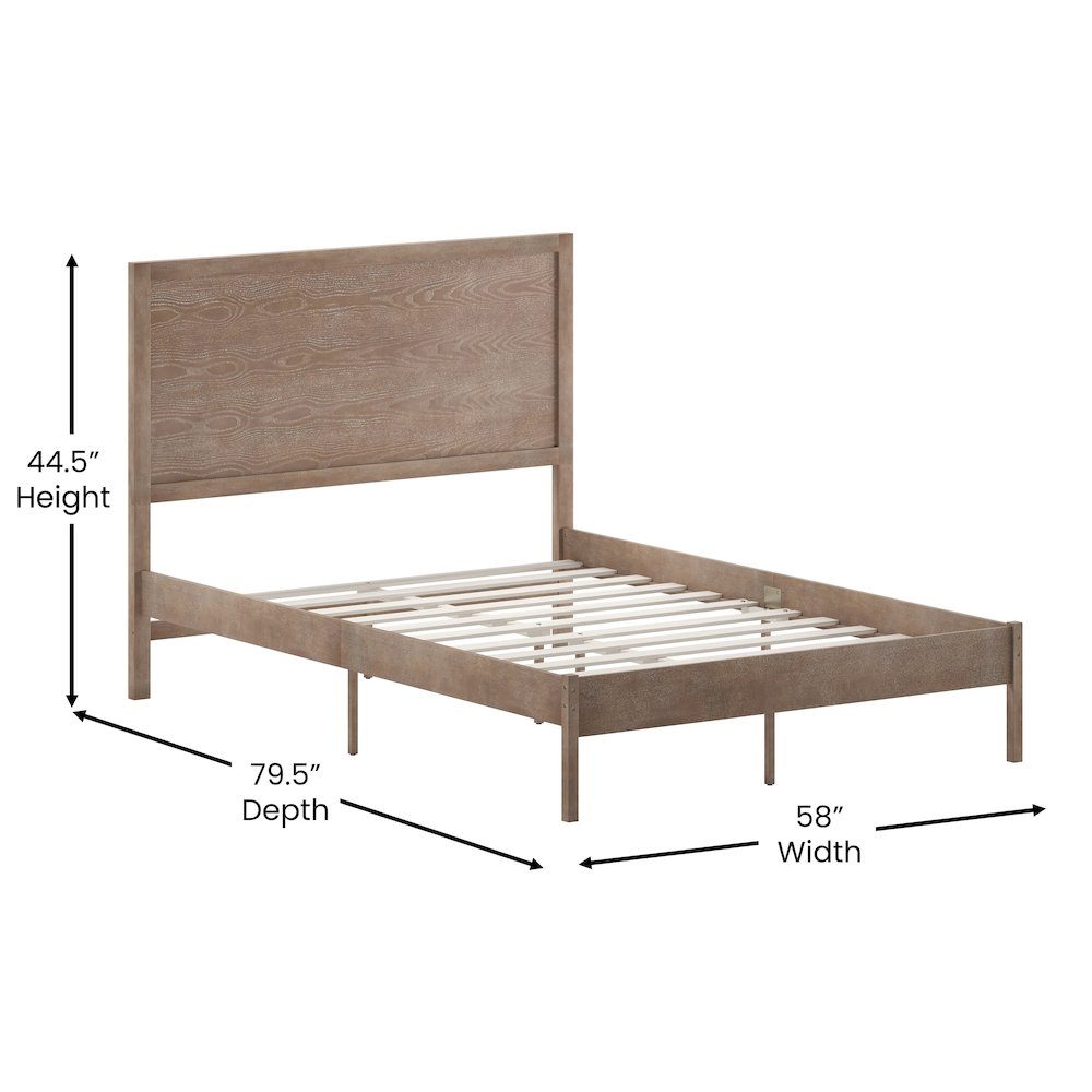 Modern Full Size Wooden Platform Bed with Headboard