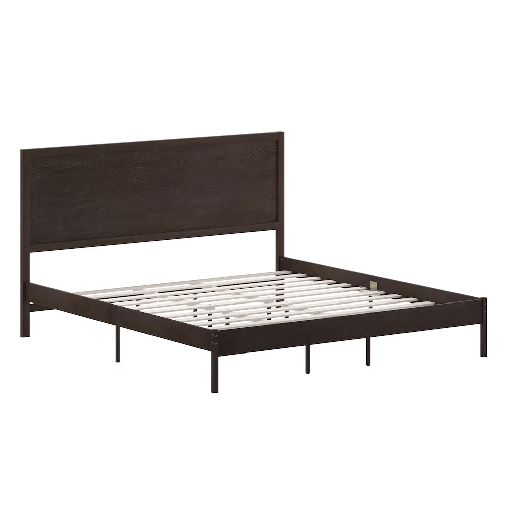 Modern King Size Wooden Platform Bed with Headboard