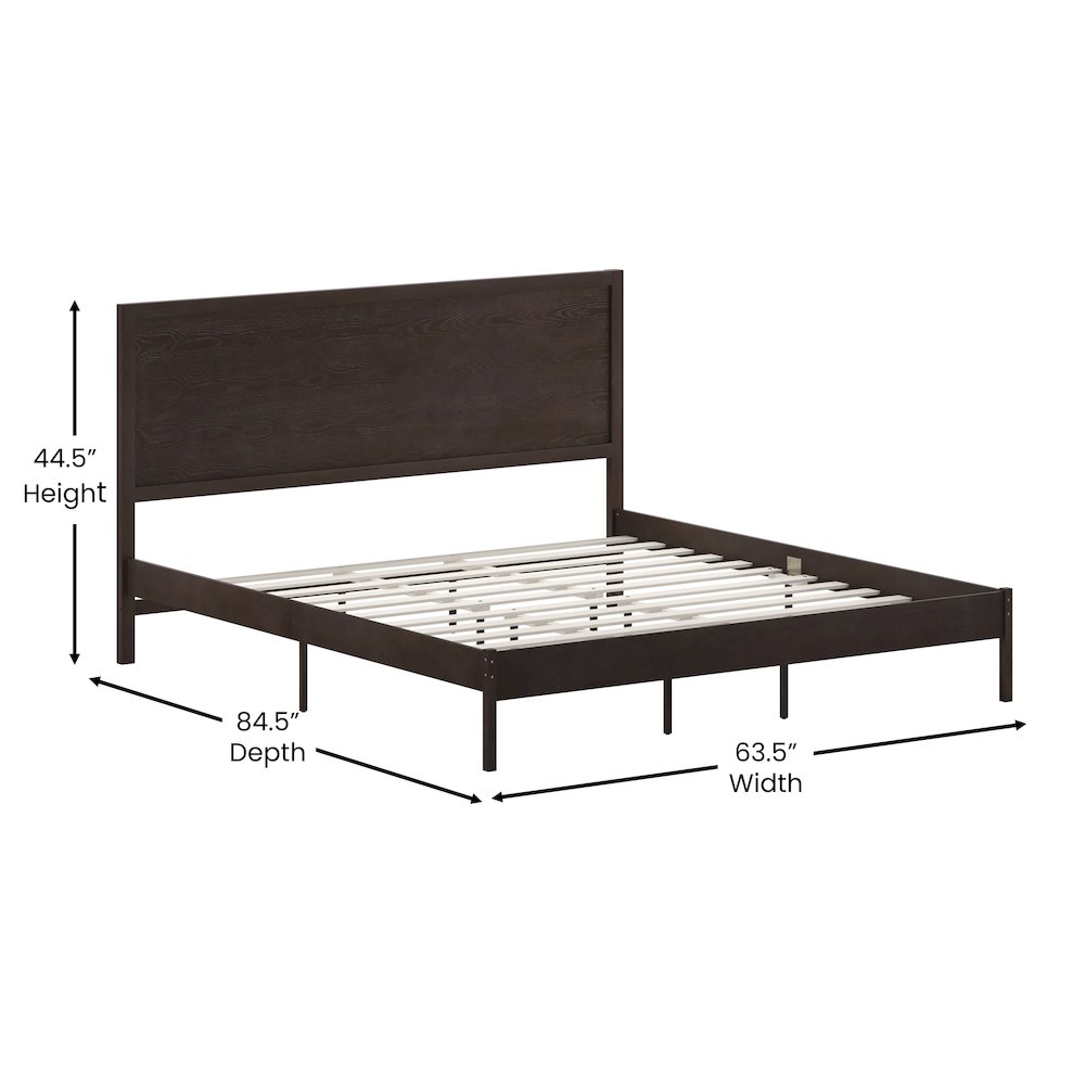 Modern King Size Wooden Platform Bed with Headboard