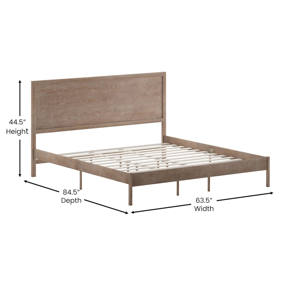 Modern King Size Wooden Platform Bed with Headboard