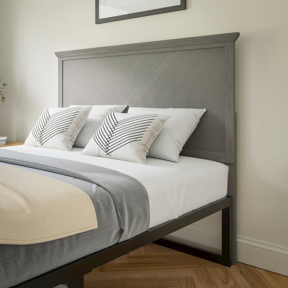 Contemporary Full Size Herringbone Pattern Headboard