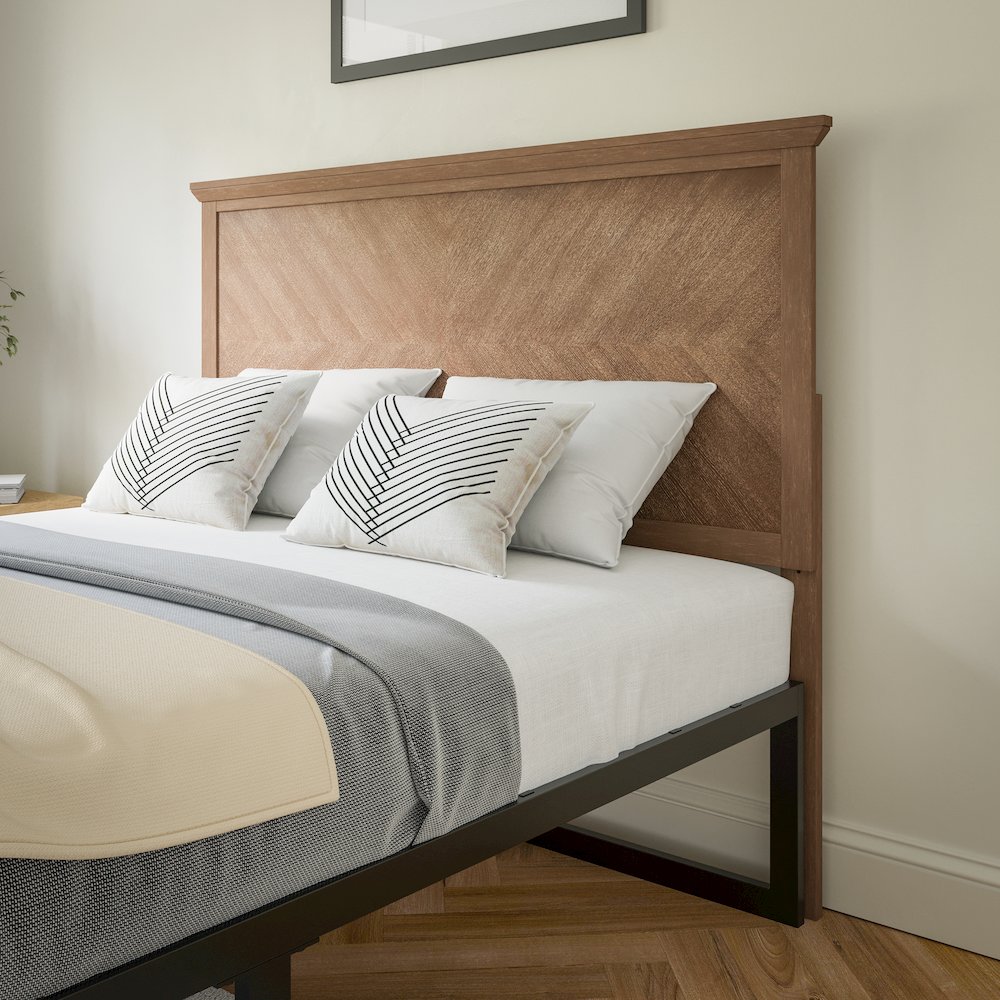 Contemporary Full Size Herringbone Pattern Headboard