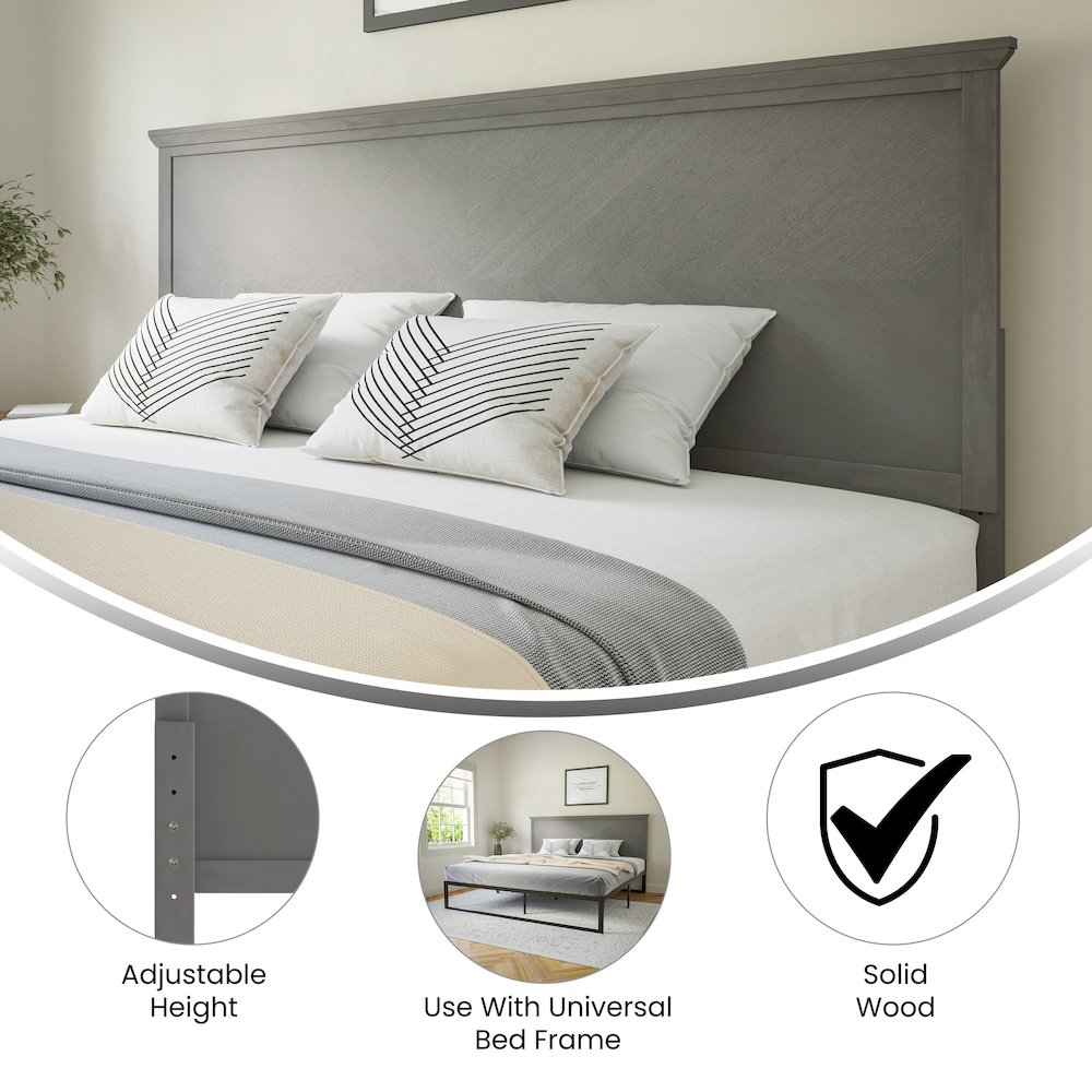 Contemporary King Size Herringbone Pattern Headboard