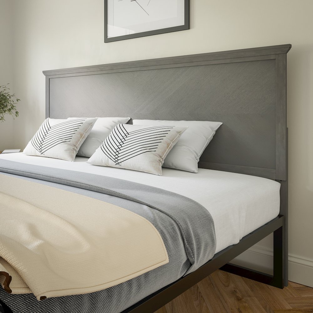 Contemporary King Size Herringbone Pattern Headboard