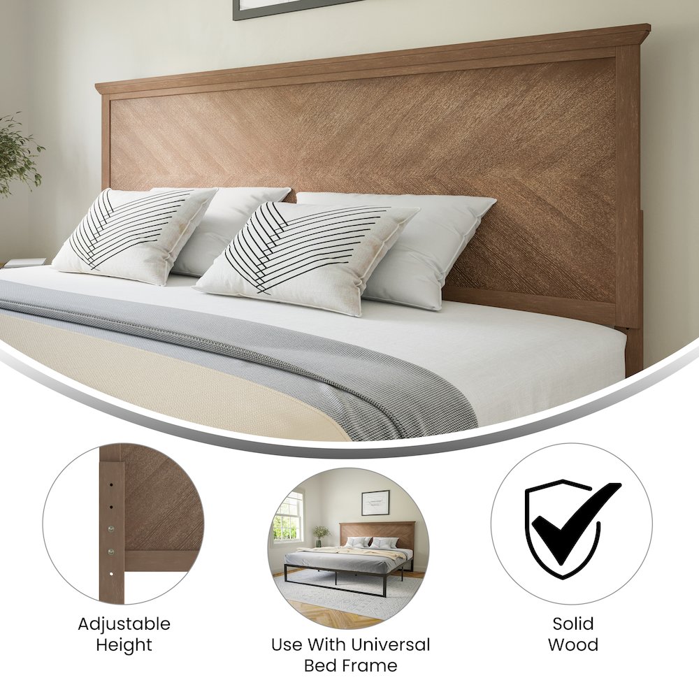 Contemporary King Size Herringbone Pattern Headboard