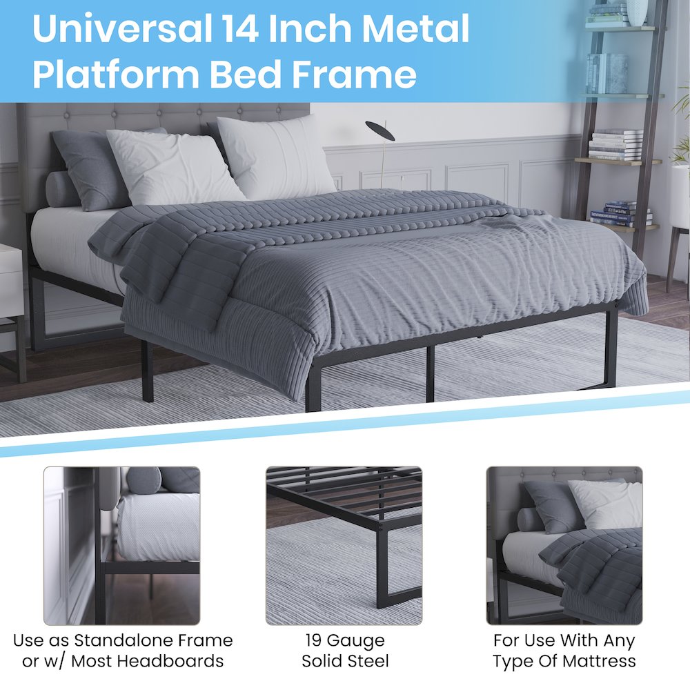 Universal 14 in Metal Platform Bed Frame – Full