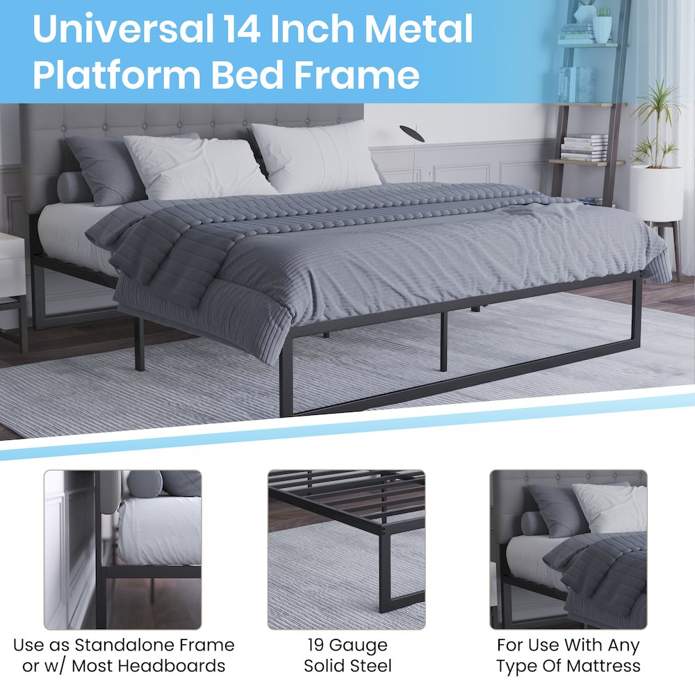 Universal 14 in Metal Platform Bed Frame – King