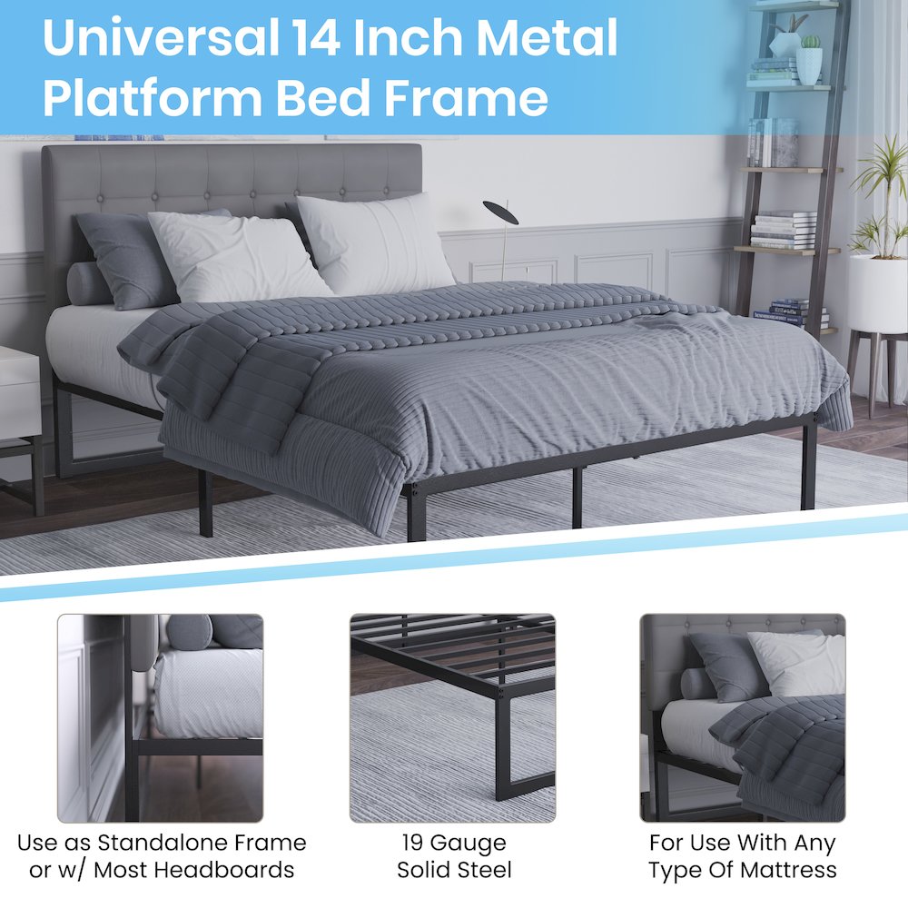 Universal 14 in Metal Platform Bed Frame – Queen