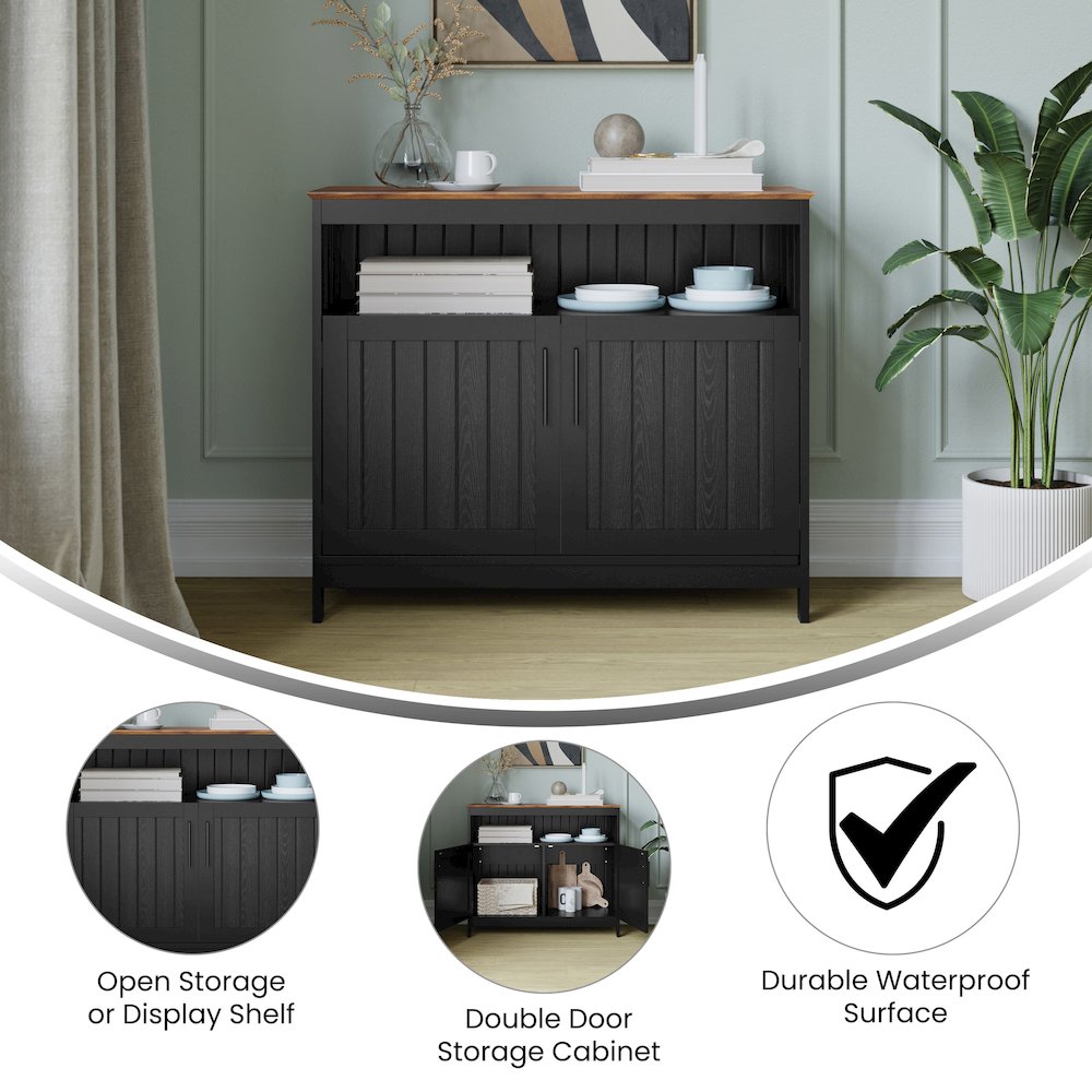 Walnut Top/Black Frame