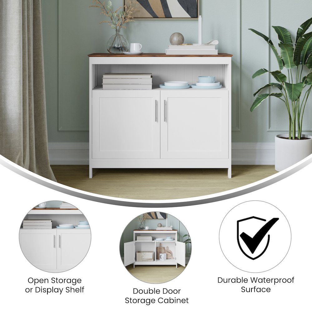 Walnut Top/White Frame