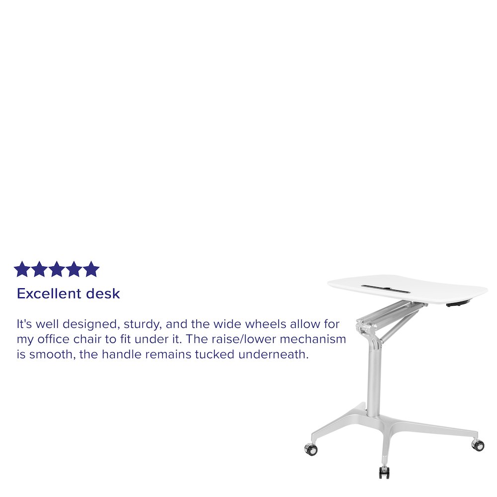 Stand-Up White Computer Desk with 28.25″W Top (Range 29″ – 41″)