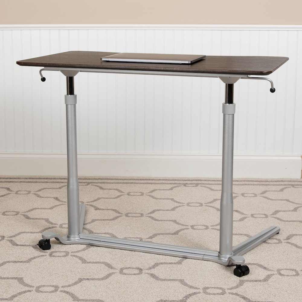 Stand-Up Dark Wood Grain Computer Desk