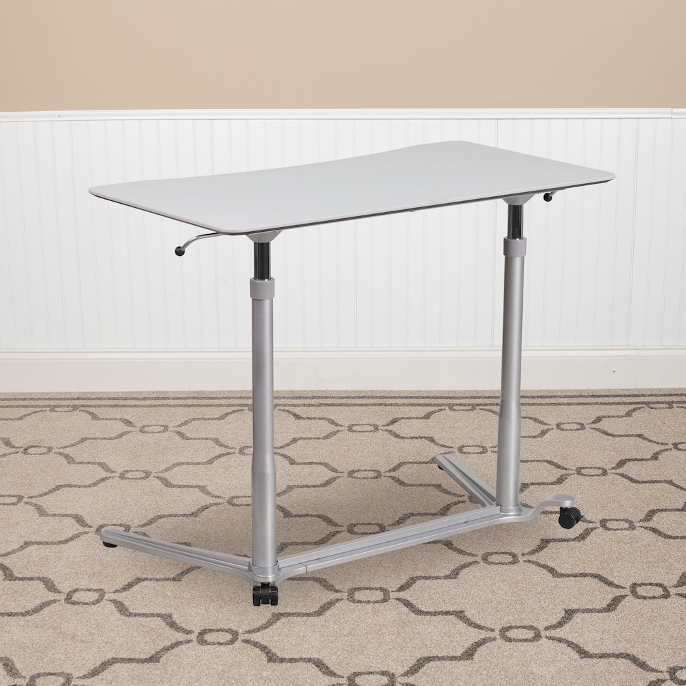 Stand-Up Light Gray Computer Desk