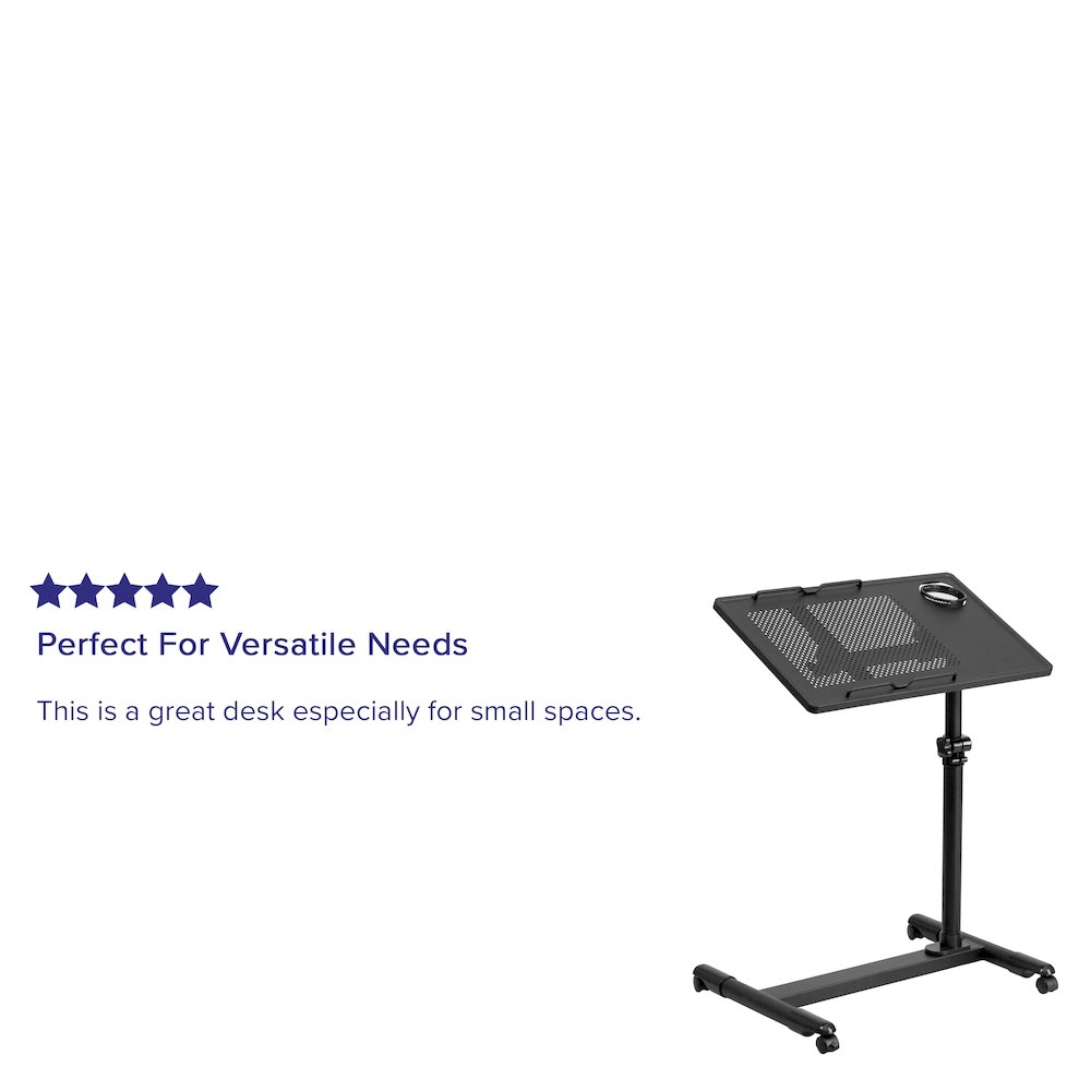 Black Adjustable Height Steel Mobile Computer Desk