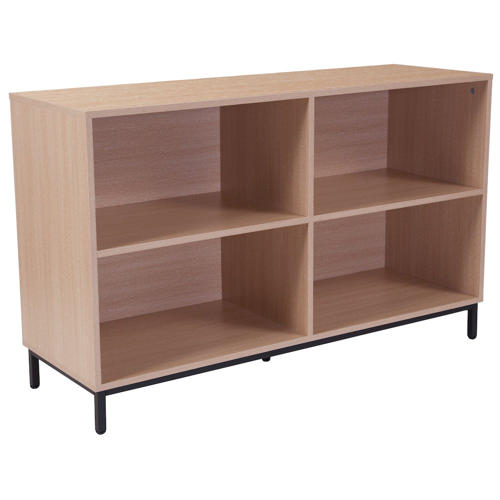 4 Shelf 29.5″H Open Bookcase Storage in Oak Wood Grain Finish
