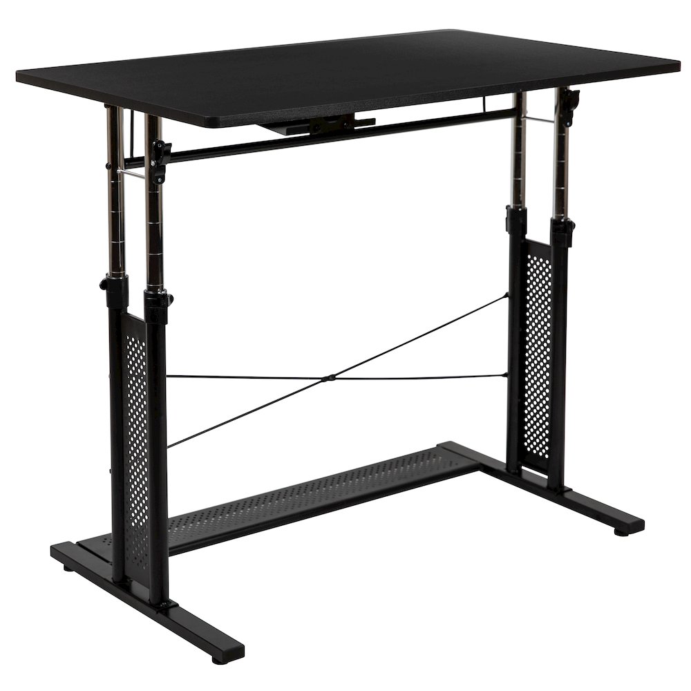 Height Adjustable (27.25-35.75″H) Sit to Stand Home Office Desk – Black