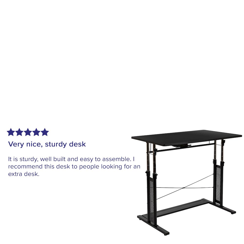Height Adjustable (27.25-35.75″H) Sit to Stand Home Office Desk – Black