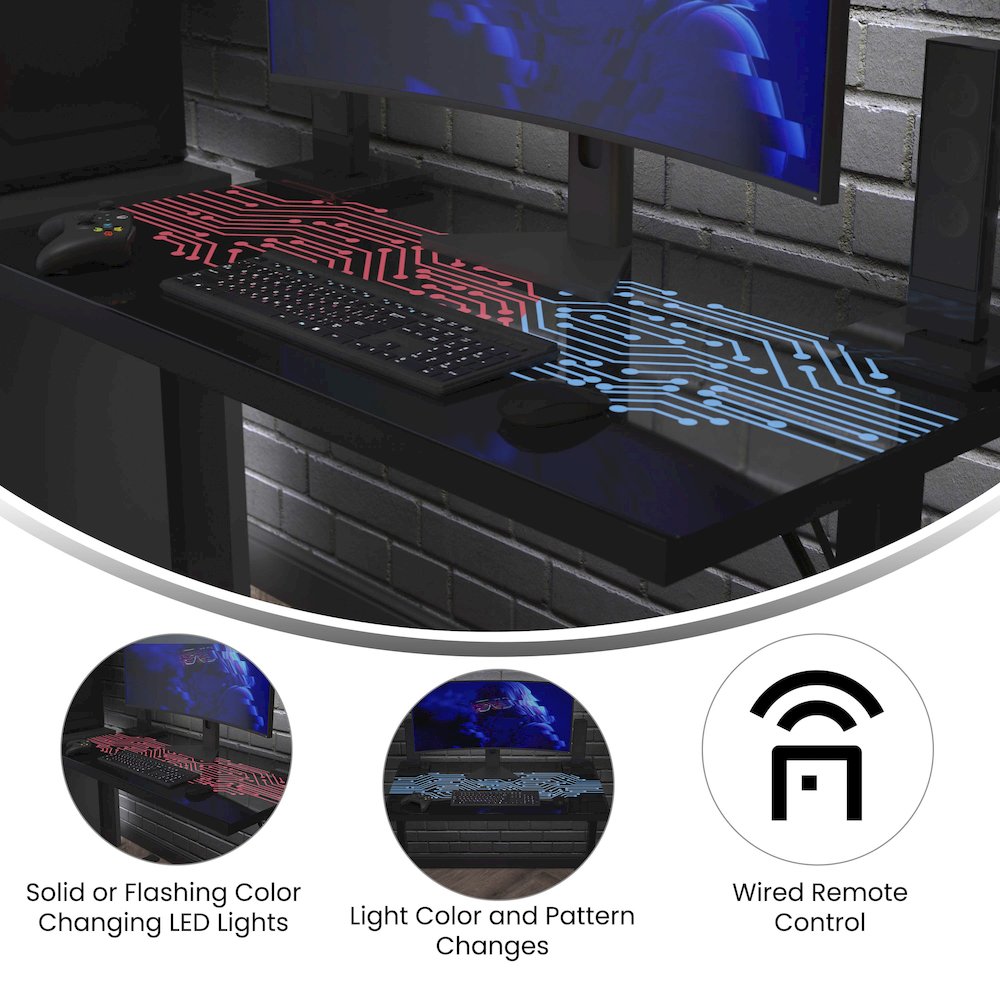 43″ Gaming Desk with LED Lights