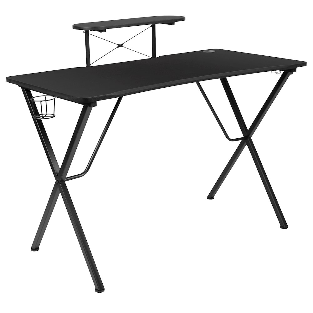 Black Gaming Desk with Cup Holder