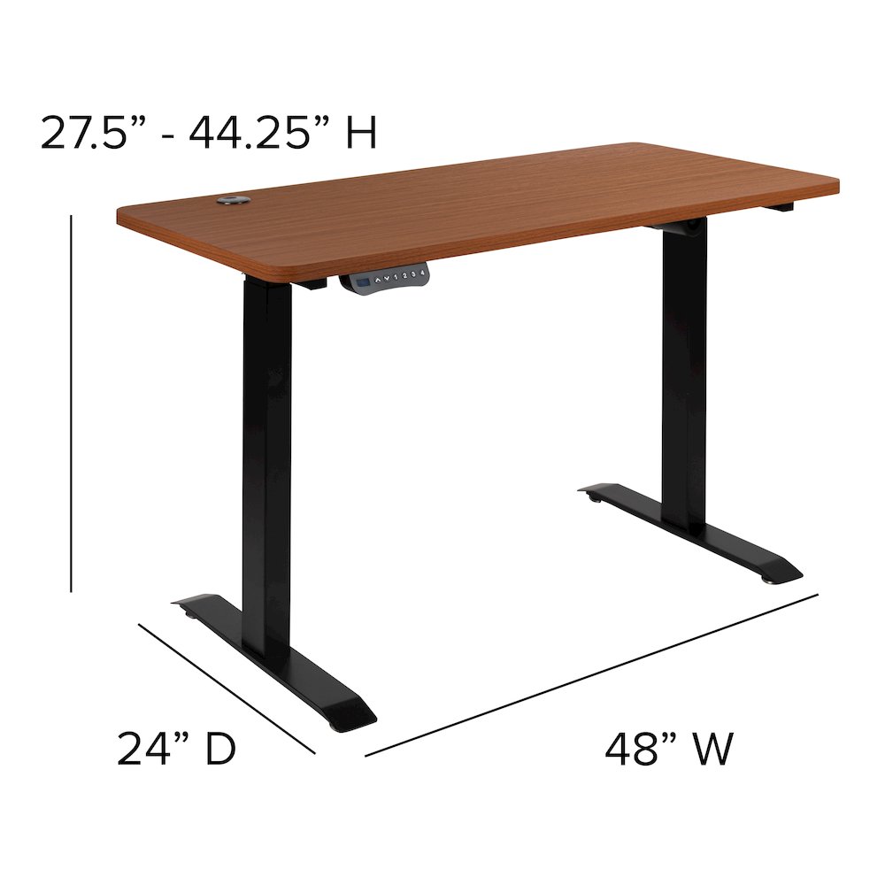 Electric Height Standing Desk – Table Top 48″ Wide – 24″ Deep (Mahogany)