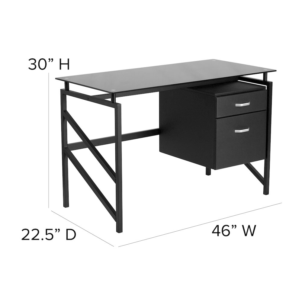 Glass Desk with Two Drawer Pedestal