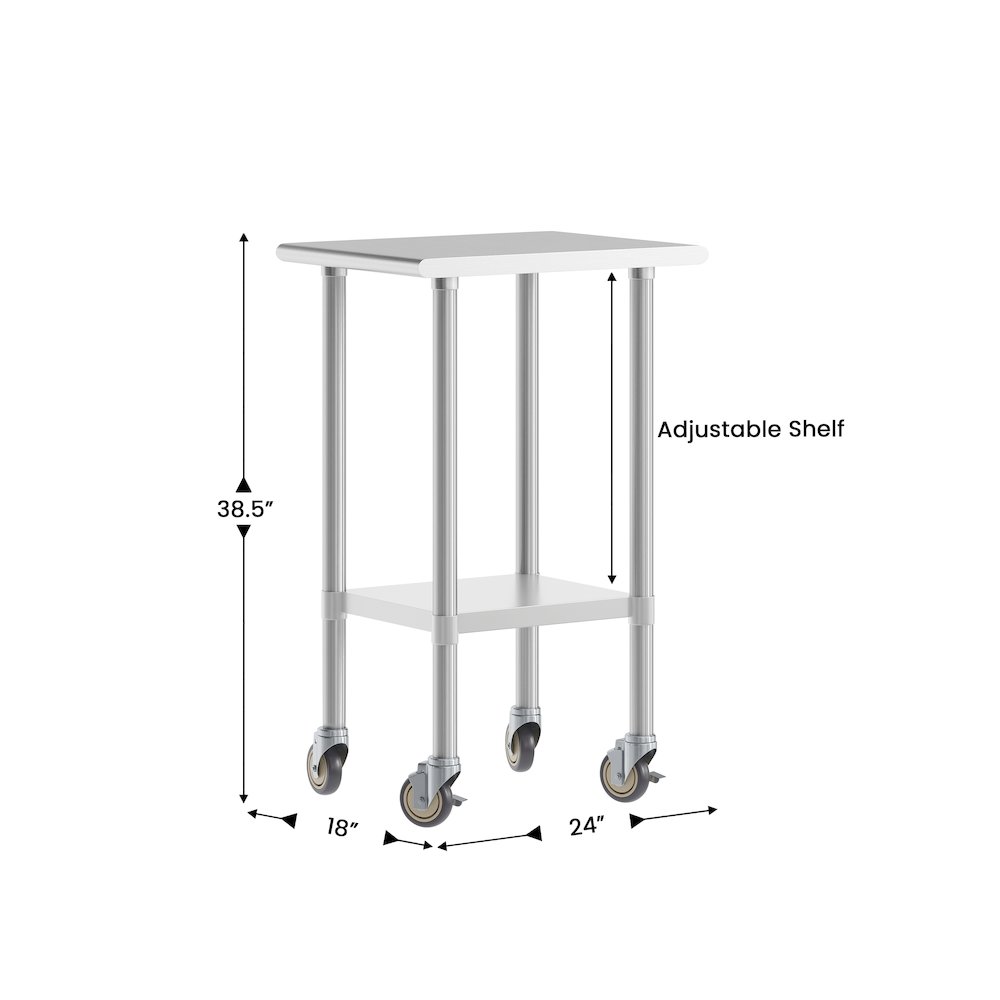 24×18 Portable Prep and Work Table with Top Shelf