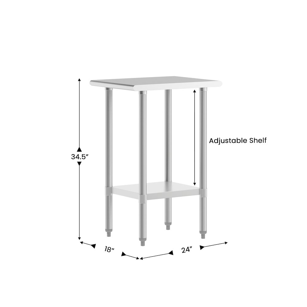 24×18 Portable Prep and Work Table with Top Shelf and Adjustable Undershelf