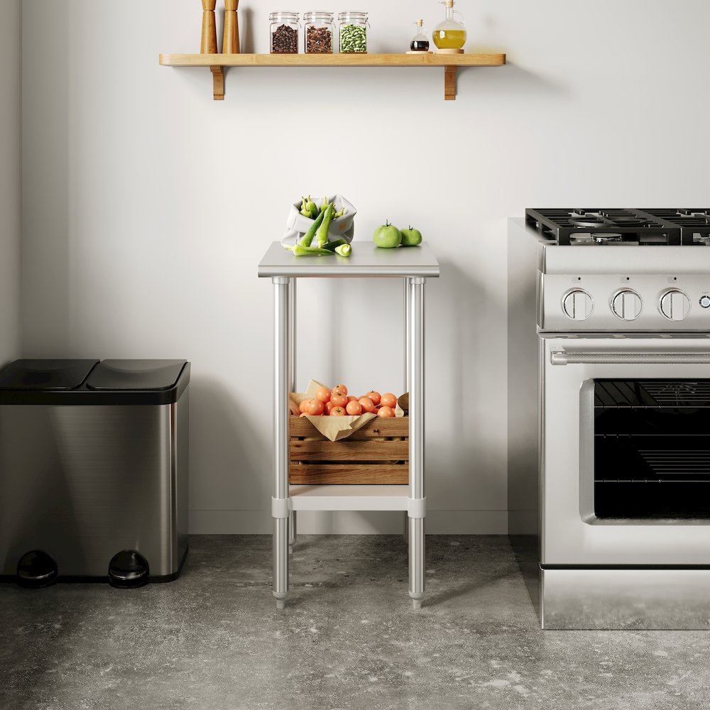 24×18 Portable Prep and Work Table with Top Shelf and Adjustable Undershelf