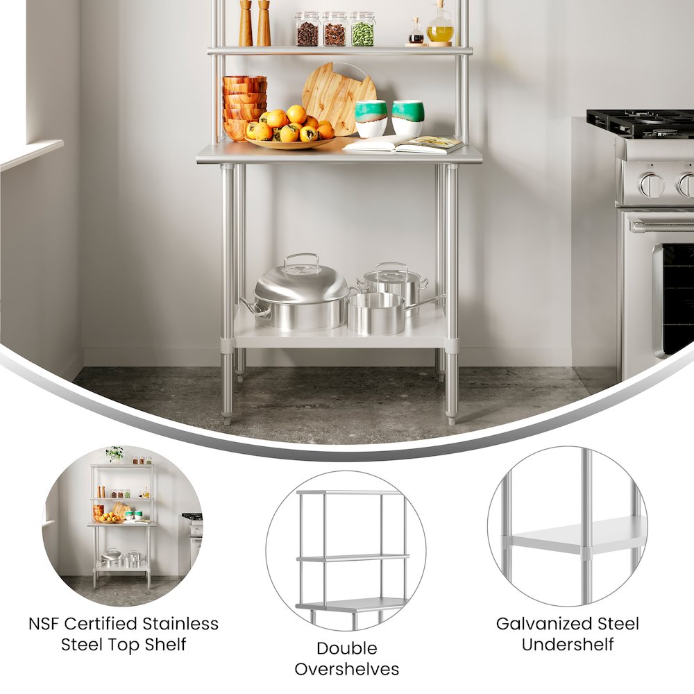 Work Table with Top Shelf