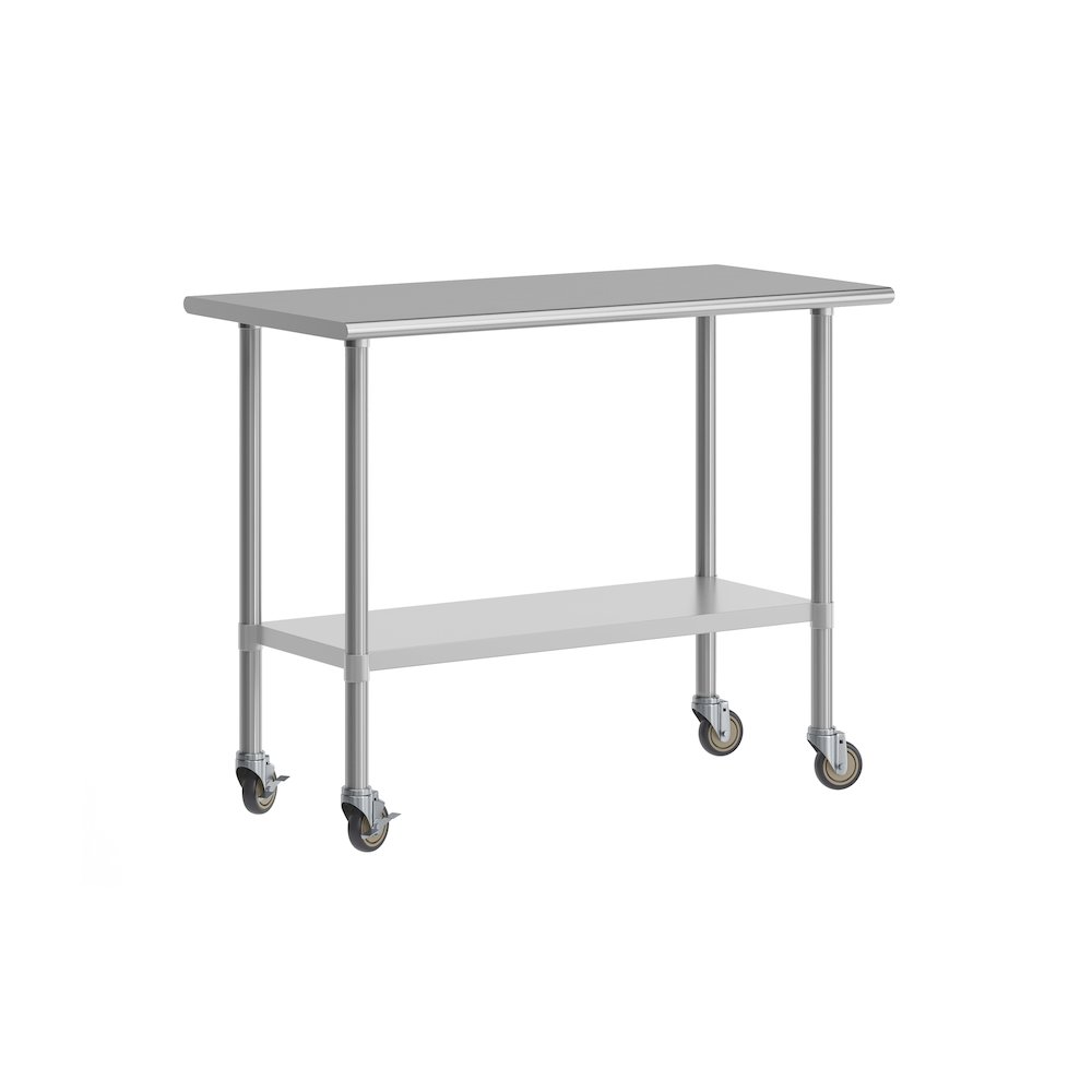 Rawcliffe Portable Prep and Work Table with Top Shelf