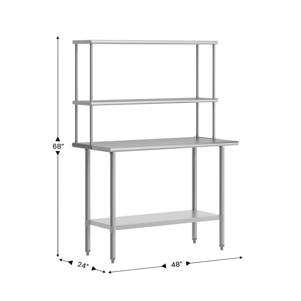 Portable Prep and Work Table with Top Shelf