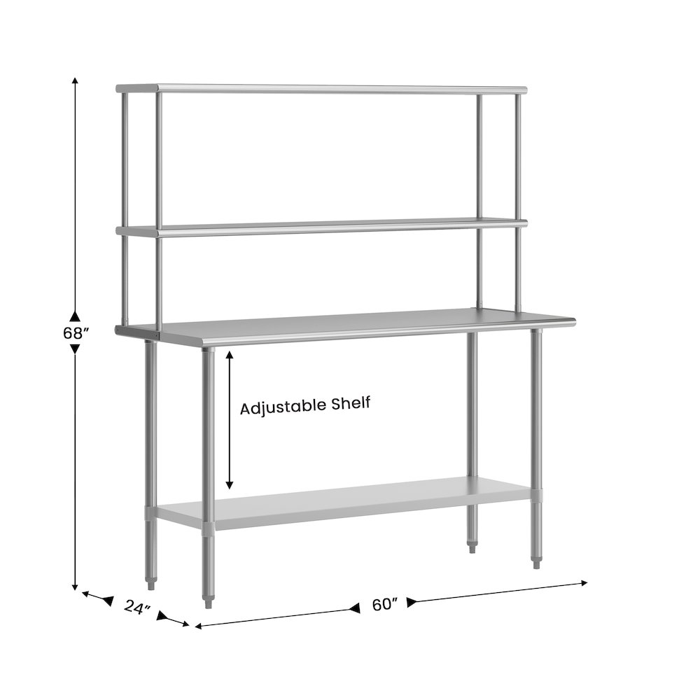 Portable Prep and Work Table with Top Shelf