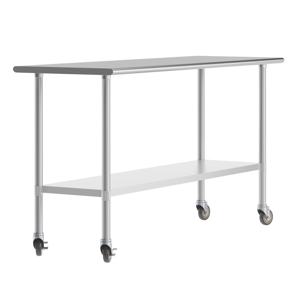 24×72 Portable Prep and Work Table with Top Shelf