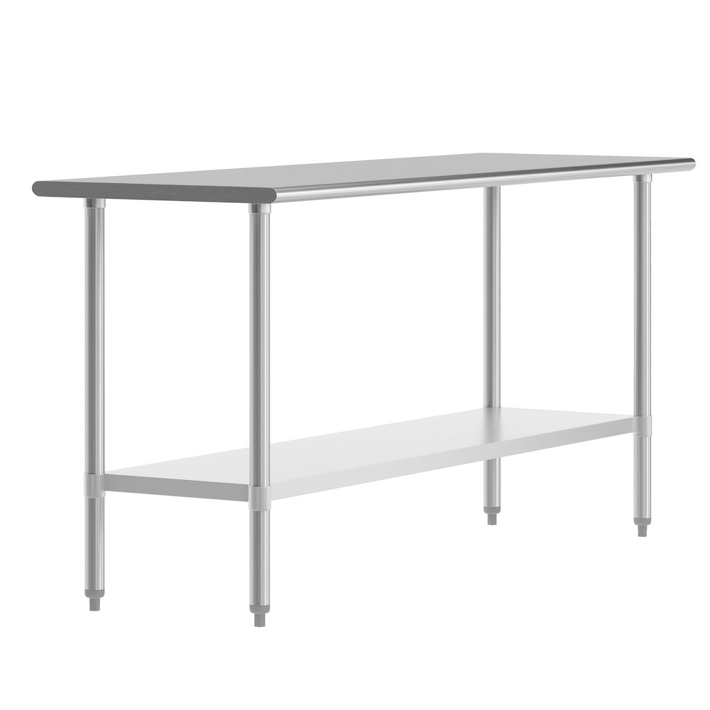 24×72 Portable Prep and Work Table with Top Shelf and Adjustable Undershelf