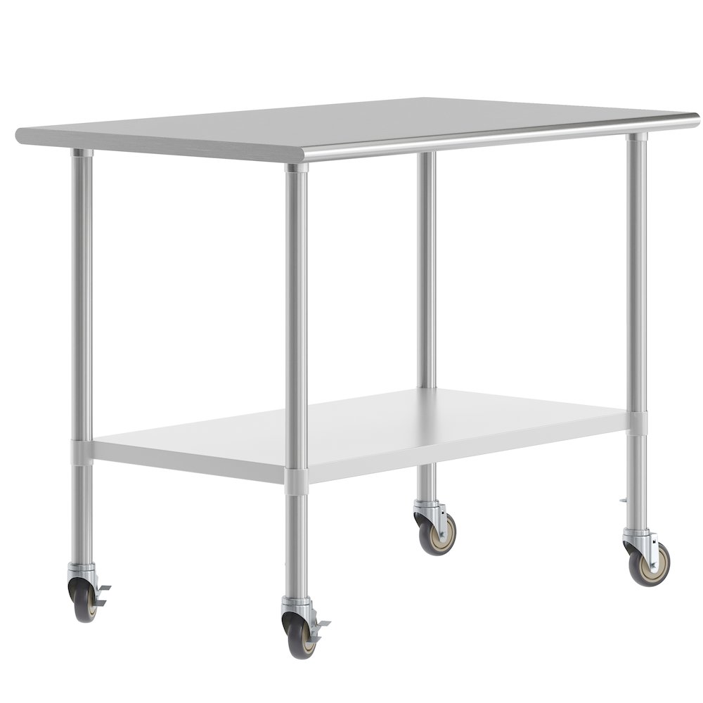 30×48 Portable Prep and Work Table with Top Shelf