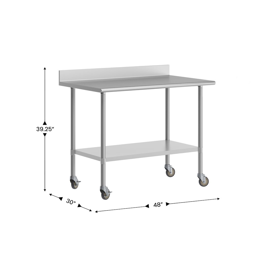 30″ x 48″ Prep and Work Table with Stainless Steel Top Shelf