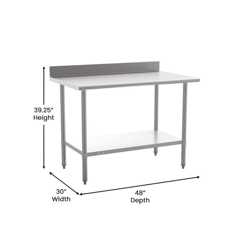 430 Stainless Steel 18 Gauge Kitchen Prep and Work Table