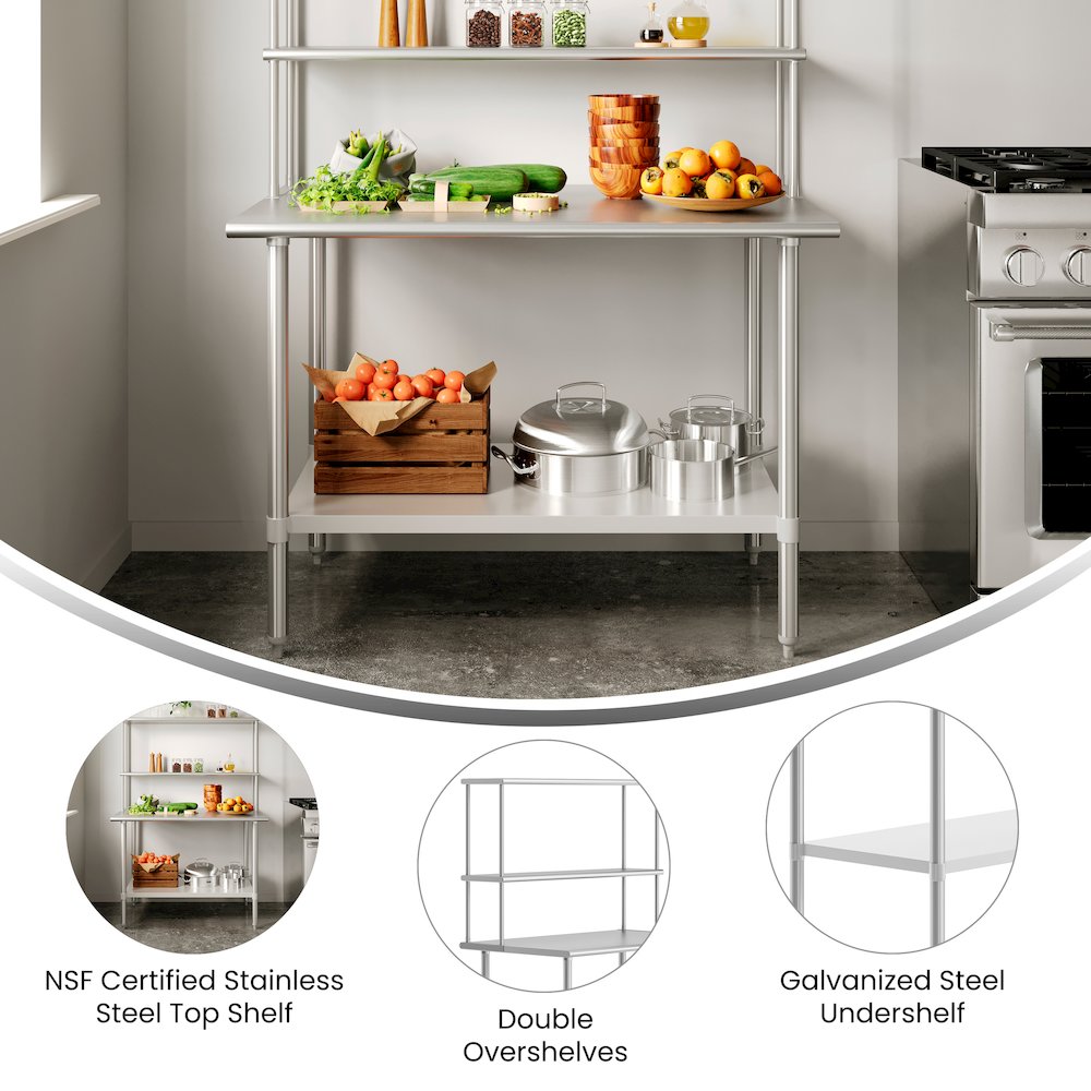 Work Table with Top Shelf