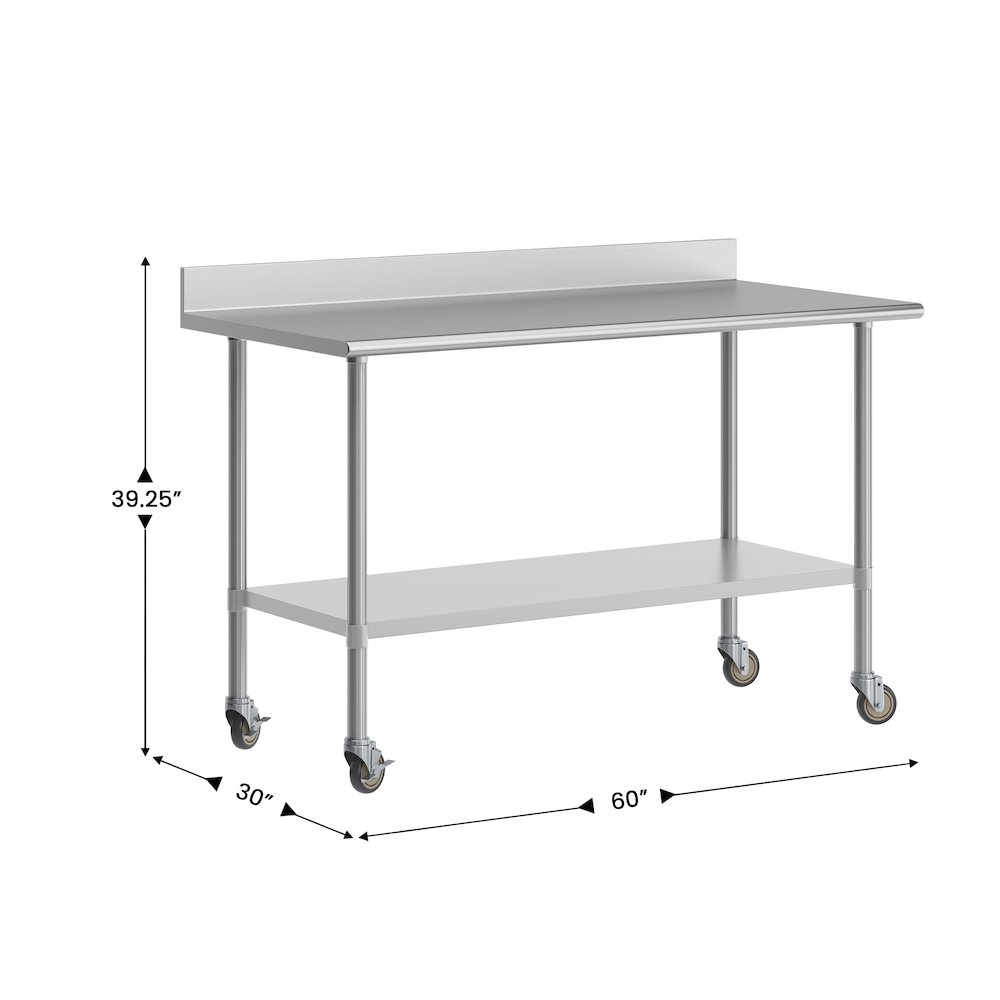 30″ x 60″ Prep and Work Table with Stainless Steel Top Shelf