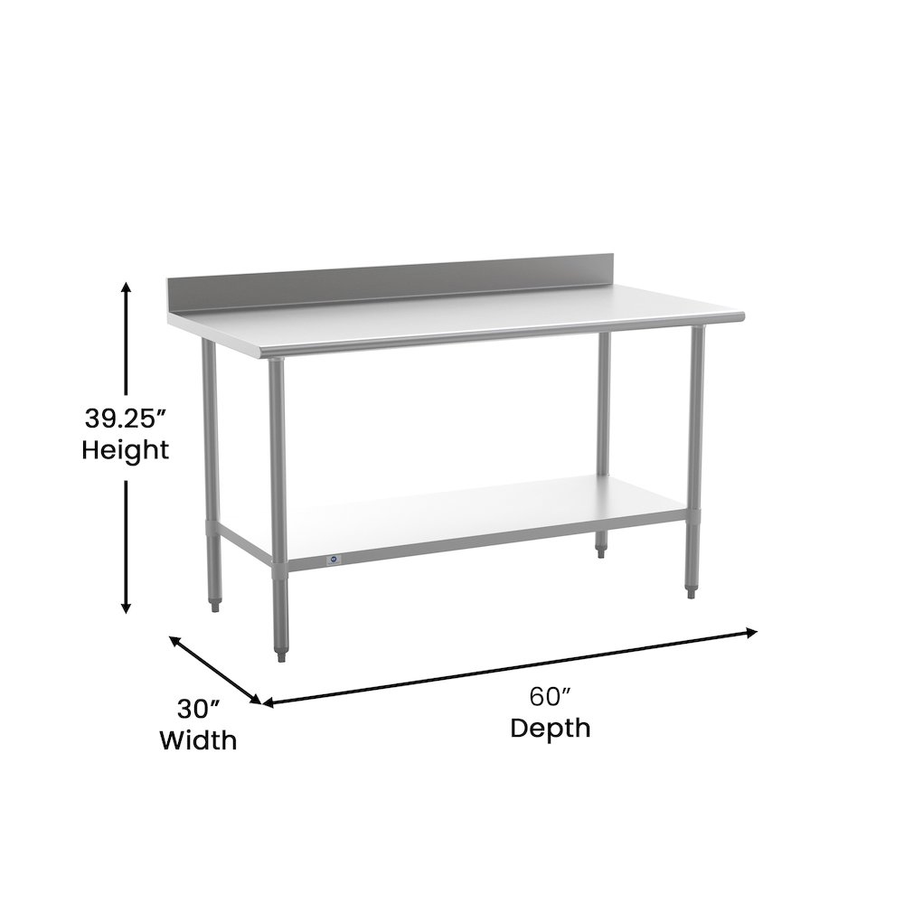 430 Stainless Steel 18 Gauge Kitchen Prep and Work Table