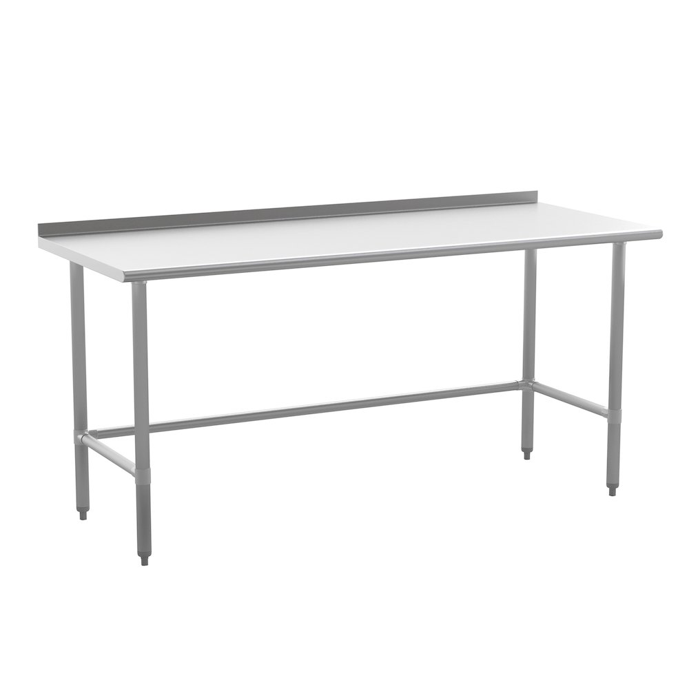18 Gauge Open Base Kitchen Prep and Work Table with 1.5″ Backsplash