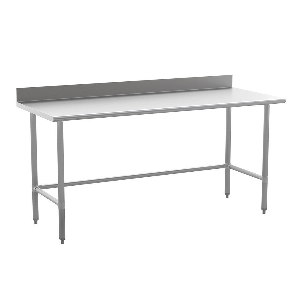 18 Gauge Open Base Kitchen Prep and Work Table with 4″ Backsplash