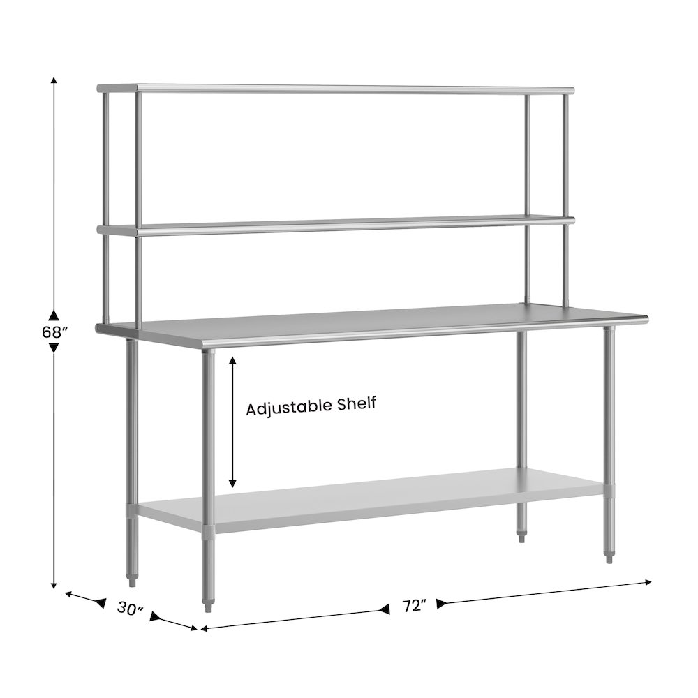 Portable Prep and Work Table with Top Shelf