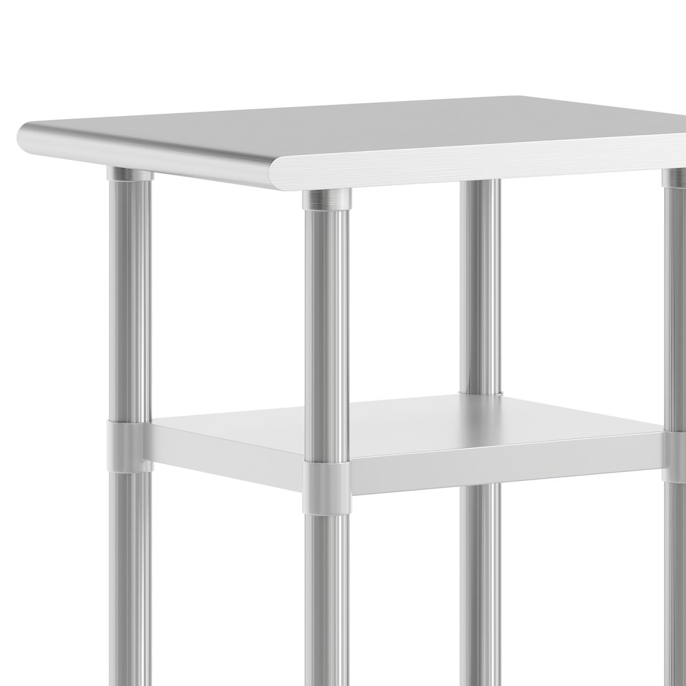 24×18 Portable Prep and Work Table with Top Shelf and 2 Adjustable Undershelves