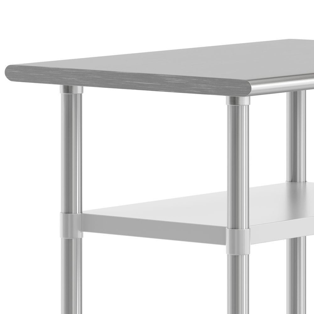 24×36 Portable Prep and Work Table with Top Shelf and 2 Adjustable Undershelves